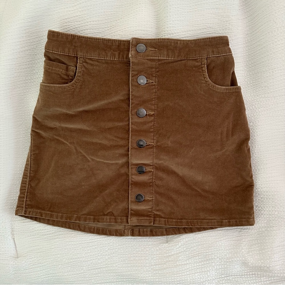Express brown corduroy button skirt